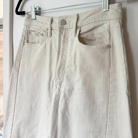 MOTHER Superior The Half Pipe Flood Jeans Wide Leg Denim in Act Natural Cream - Picture 6 of 15